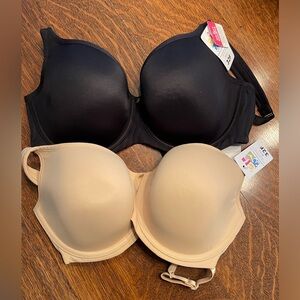 Two for less than one price. Essential bodywear bras. 32F. Nude and Black. NWT